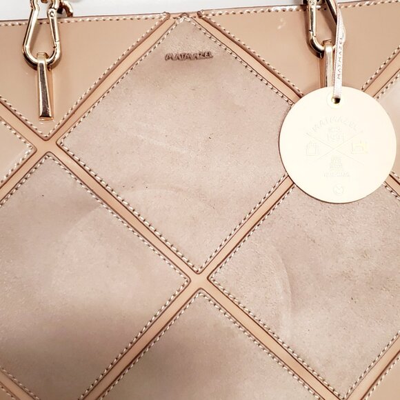 MATMAZEL "SERRA" 3 Compartment, Geometric Pattern Shoulder Bag- Green or Mink - Picture 14 of 17